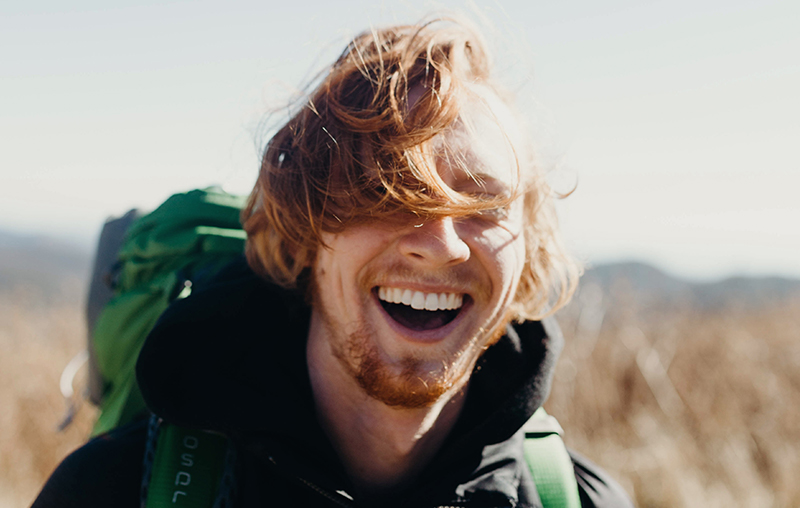 A person is laughing
