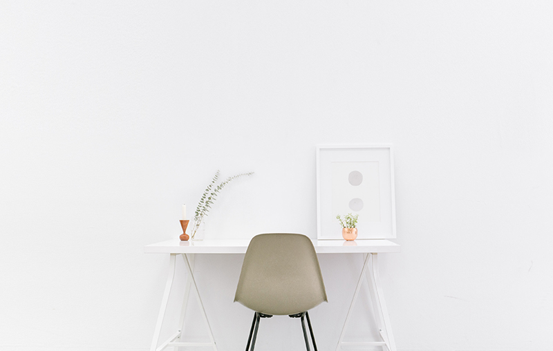 White desk and a chair